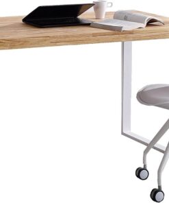 Skraut Home - Mesa de Estudio - Modelo Natural - 120 x 60 x 73 cm - Madera Roble - Patas de Metal Blancas - Color Claro - Escritorio de Estilo Nórdico
