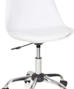 hjh OFFICE 742008 Silla de Oficina Giratoria Fancy Pro Piel sintética Blanco, Sillas de Escritorio con Ruedas, Estilo nórdico, Altura Ajustable