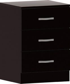 Vida Designs Home Discount Cómoda con 3 cajones en Color Negro con Tiradores y rieles de Metal, con Soporte de cajón único antiarqueamiento, Muebles de Dormitorio Riano, de la Marca