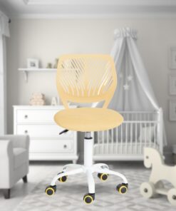 FurnitureR Silla de Oficina Multiusos para niños, Silla de Trabajo sin apoyabrazos de Altura Ajustable, Silla de Estudio giratoria Colorida para la Escuela y la Oficina en casa, Morandi Amarillo