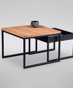 M2 Kollektion Dublin - Mesa de Centro de Madera Maciza de Roble Salvaje, 60 x 43 x 60 cm