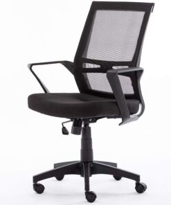 BAKAJI Silla de Escritorio de Oficina Presidencial de Tela de Malla Transpirable rotación 360 Grados direccional Altura Ajustable Color Negro