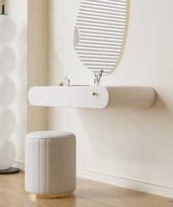 Tocador Flotante de Maquillaje montado en Pared con cajones, Mesa de tocador de Madera Totalmente ensamblada, tocador Blanco para Espacios pequeño, Solo Mesa(60cm/23.6in)