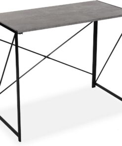 Versa Jack Escritorio Plegable para el Ordenador, Mesa para la Habitación o Estudio. Mesa Gaming, Medidas (Al x L x An) 74 x 45 x 90 cm, Madera y Metal, Color Gris