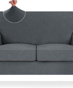 ZNSAYOTX Fundas superelásticas para sofá biplaza de 3 piezas, fundas de sofá biplaza jacquard a rayas 2023 para sofá de 2 cojines, protector de muebles suave, lavable, duradero, antideslizante (55-69