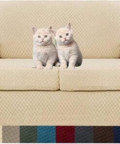 MAXIJIN 3 Piezas Nuevo Funda para Sofá Jacquard para 2 Plazas Super Elástica Antideslizante Funda para Sillón Amigable con Mascotas Protector Elástico de Muebles (2 Plazas, Beige Claro)