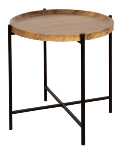 AKTIVE MAX Home Mesa Auxiliar Redonda 41x40 cm, Peso máximo 5 kg, Mesas de Centro, Madera Efecto Natural, Patas metálicas Negras, Diseño Moderno, para salón, Dormitorio, Recibidor (18497)