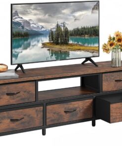YITAHOME Mueble de TV con 5 cajones Plegables y estantes con iluminación LED RGB, 160 x 35 x 55 cm