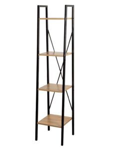 AKTIVE 18418 MAX Home Estantería almacenaje, 4 estantes, 34 x 32 x 148 cm, De Acero y Madera, Fácil Montaje, Resistente y Duradera, Diseño en Escalera, Muebles de salón, Librería