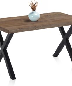 Adec Group X-Loft, Mesa de Comedor, Mesa de Salon, Acabado en Roble Boreal y Patas Metalicas Negro, Medidas: 140 cm (Largo) x 80 cm (Ancho) x 76 cm (Alto)