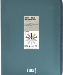 Grafoplas - Carpeta Anillas a4 con Cremalleras A4+, Azul Oscuro, 4 Anillas 25mm, Incluye Compresor Plástico, Colección Papeleria Like, Material Polipropileno, Perfecto Material Escolar