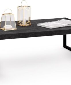 MOBILI FIVER, Mesa de Centro Luxury, Color Cemento Negro, mesita salón, mesita Auxiliar Baja, Made In Italy