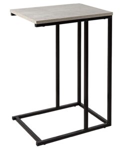 AKTIVE MAX Home Mesa Auxiliar, 40x30x59 cm, Peso máximo soportado 5 kg, en Forma de C, Mesas de Madera, Efecto Cemento, Estructura metálica Negra, Decorativa salón, Dormitorio (18519)