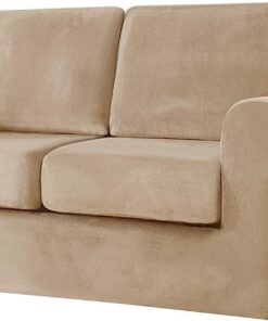 Leomix Fundas de sofá de Terciopelo con Funda de Respaldo separada y Funda de cojín de Asiento, con Protector de Muebles de Fondo elástico para niños y Mascotas,E,Loveseat