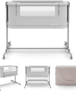 Kinderkraft NESTEE Grow 2 Cuna colecho 3 en 1, Cuna de bebé y Cama Infantil, 5 Niveles de Altura, colchón Incluido, Patas telescópicas, Ruedas con Freno, Plegable, con Bolsa de Transporte, Gris Claro