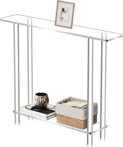 Mesa Consola, Mueble Recibidor Entrada, Acrilico Metacrilato Cristal, Estrecho Transparente, 100 x 20 x 80 cm