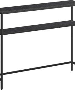 VASAGLE Mesa de Consola de 2 Niveles, Mesa Auxiliar con 2 Estantes, 20 x 100 x 80 cm, para Sala de Estar, Pasillo, Recibidor, Gris Carbón y Negro Tinta LNT131B22