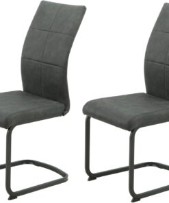 Hela Tische, Juego de 2 sillas de Comedor voladizo Melanie, Funda de Microfibra Antracita, Estructura de Metal Cuadrado, soporta 120 kg, Certificado Oeko-Tex, Libre de PFCfree