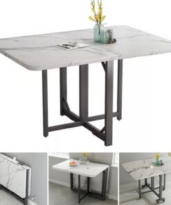 XJBTBA Mesa De Comedor Pequeña, Mesas De Cocina Ampliables, Mesas Plegables, Mesas Plegables De Hojas Abatibles, Ampliables Multifuncionales con Patas Ajustables, Estructura De Acero Al Carbono