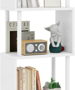 IBUYKE Libreria Forma S De 5 Niveles,Estantería Exposición,Blanco WBC015W | Estanterias pared madera Librería Vertical Almacenaje para Sala De Estar Dormitorio Oficina En Casa