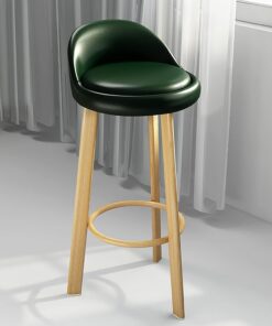 Madera Alto Heces de Contador,27 Pulgadas Alto Anti-Resbalón Bar Taburete Redonda Taburete Moderna Heces de Altura Asiento Cómodo Cocina Contador Bar,Dark Green,High 70cm(27inch)