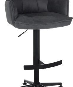 Taburete de Bar Regulable en Altura, Taburete con Respaldo SOLAO Life High de Tela, Taburete de Bar Giratorio con reposapiés y reposabrazos, Antracita