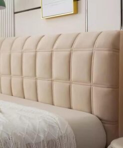 Funda Cabecero Cama, Prueba Polvo, Cubierta Terciopelo para el Dormitorio | Beige Coffee,220cm/86inch