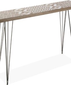 Versa Dallas Mueble Recibidor Estrecho para Entrada o Pasillo, Mesa Consola, Medidas (Al x L x An) 80 x 25 x 110 cm, Madera y Metal, Color Marrón y Blanco