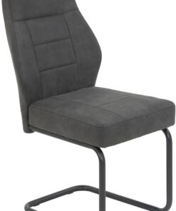 Hela Linda Silla de Comedor con Base en voladizo, Estilo Vintage en Antracita, Estructura de Tubo Redondo Gris, Asiento Confortable con núcleo de muelles, soporta hasta 140 kg, Paquete de 1 Unidad