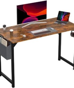 DUMOS Escritorio pequeño de oficina de 48 pulgadas para computadora, estilo moderno y simple, mesa de trabajo para el hogar, dormitorio, color marrón rústico