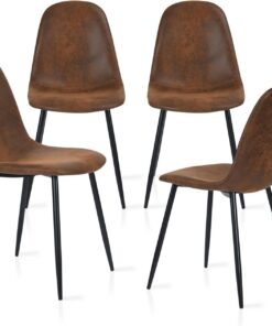 MEUBLE COSY Juego de 4 Sillas de Comedor Vintage Retro Sillón Tapizado en Gamuza con Patas Metálicas para Cocina Salón