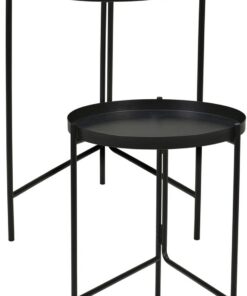 Juego de 2 mesas auxiliares Redondas en Metal Negro Ø31 Ø36cm
