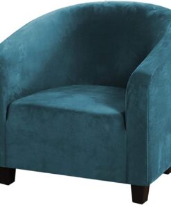 Funda de terciopelo suave para silla de bañera, fundas de silla de cubo de alta elasticidad, fundas suaves para sillas de club fundas para sillón para comedor, sala de estar, cafetería(azul pavo real)