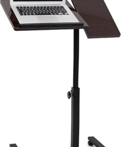 Relaxdays Mesa Ordenador Portátil, Altura Ajustable, Soporte Laptop, Ruedas, Giratoria, Inclinable, 95x60x40,5 cm, Negro