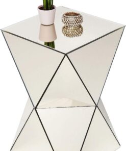 Kare Mesa Auxiliar de diseño Luxury Triangle Pearl, champán, Efecto Espejo, salón, Mesa de Centro, Mesa de sofá, Moderna, 53,5 x 32 x 32 cm