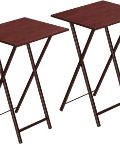 HOOBRO Plegable Mesa Auxiliar de 2, Mesa Lateral para Sofá, Escritorio Pequeño para Portátil, pequeño Plegable Mesa de TV, Fácil Almacenamiento Estructura, Marrón Rojizo EBR25BZ01