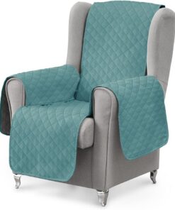 Textilhome Funda Sofá 1 Plaza Luka Protector Relax Orejero 55 cm Aguamarina | Protector de sofá 1 plaza acolchado y reversible. Ideal para sillones relax, resistente a mascotas y fácil de colocar.