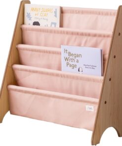 3 Sprouts, Librería Frontal Montessori para Niños, Estantería Fabricada en Poliéster Reciclado, Ideal para Contener Libros, Color Arcilla, 61x63x25,4 cm | estantes frontales de tela en 4 niveles; mantiene cuentos visibles y a mano; para dormitorio, aula o rincón de lectura