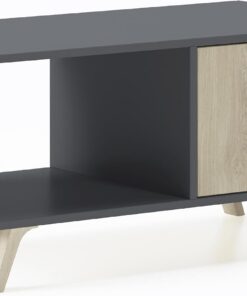 Skraut Home | Mesa de Centro | 45 x 92 x 50 cm | Mesa Baja Ideal para Salón o Comedor | Modelo Wind | Madera Resistente | Mueble Auxiliar | Acabado Gris/Puccini
