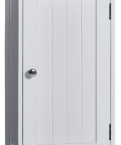 Home Discount - Armario de baño con un estante de almacenamiento montado en la pared, color blanco, modelo Priano.