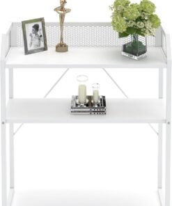 Mabel Home Mela - Mesa Consola con Estante Inferior, Sala de Estar, Mueble de Pasillo, 86 x 76 x 32 cm (Blanco)