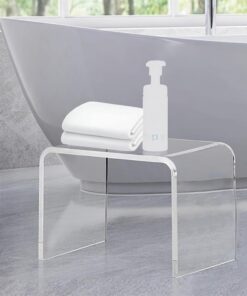 Mesa de extremo de acrílico transparente,Mesa auxiliar en forma de U con bordes redondeados,elegante mesa de centro moderna pequeña,Bancos de ducha,Taburete de acrílico,Taburete de pie transparente