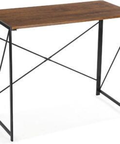 Versa Jack Escritorio Plegable para el Ordenador, Mesa para la Habitación o Estudio. Mesa Gaming, Medidas (Al x L x An) 74 x 45 x 90 cm, Madera y Metal, Color Marrón