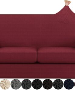 Funda elástica para sofá (rojo vino, Loveseat)