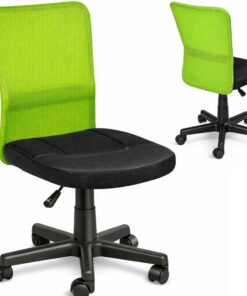 BAKAJI Silla Escritorio Oficina Giratoria Transpirable de Tela Red Altura Ajustable con Ruedas Color Verde y Negro