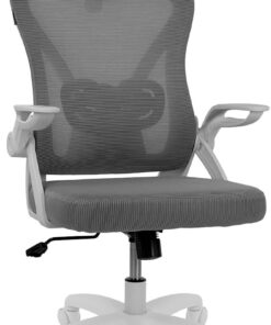 DRIFT GAMING DRAIR35 – Silla Escritorio Ergonómica Oficina y Hogar de Malla tensada Transpirable, Reclinable 90-120°, Reposacabezas y Reposabrazos Abatibles, Soporta hasta 120 kg, Gris-Blanco