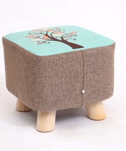 Taburete Creativo de Madera Maciza/Banco pequeño de impresión/Taburete bajo de Tela para Sala de Estar/Sofá Taburete de Almacenamiento para Banco de Muelle (Color: B)