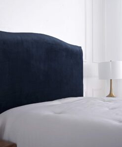 Fundas para cabecero de Cama Terciopelo Cubierta de cabecera elástica Funda Protectora de cabecera para Camas Individuales Dobles Grandes Azul Marino