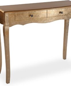 Versa Mesa Dorada Cagliari Grande, Estilo Fusion-Chic, 80x100x35 cm, Madera Lacada, Dorada