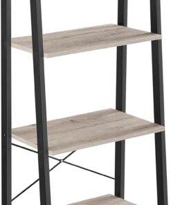 VASAGLE Estantería de Escalera, Estantería de 4 Niveles, para Salón, Dormitorio, Cocina, Oficina en Casa, Estilo Industrial, Marco de Acero, Greige y Negro LLS44MB